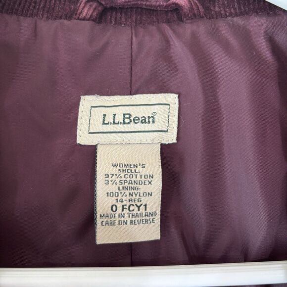 LL Bean Corduroy Jacket Women 14 Purple Burgundy Blazer VTG Chore Barn Academia - Picture 5 of 9